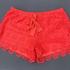 Soulmates Red Lace Tie Shorts
